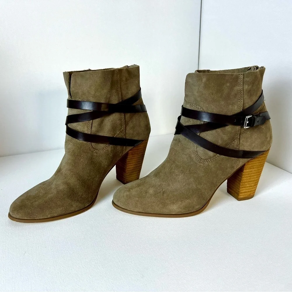 Carlos By Carlos Santana Miles Chunky Heel Leather Ankle Boots Size 10